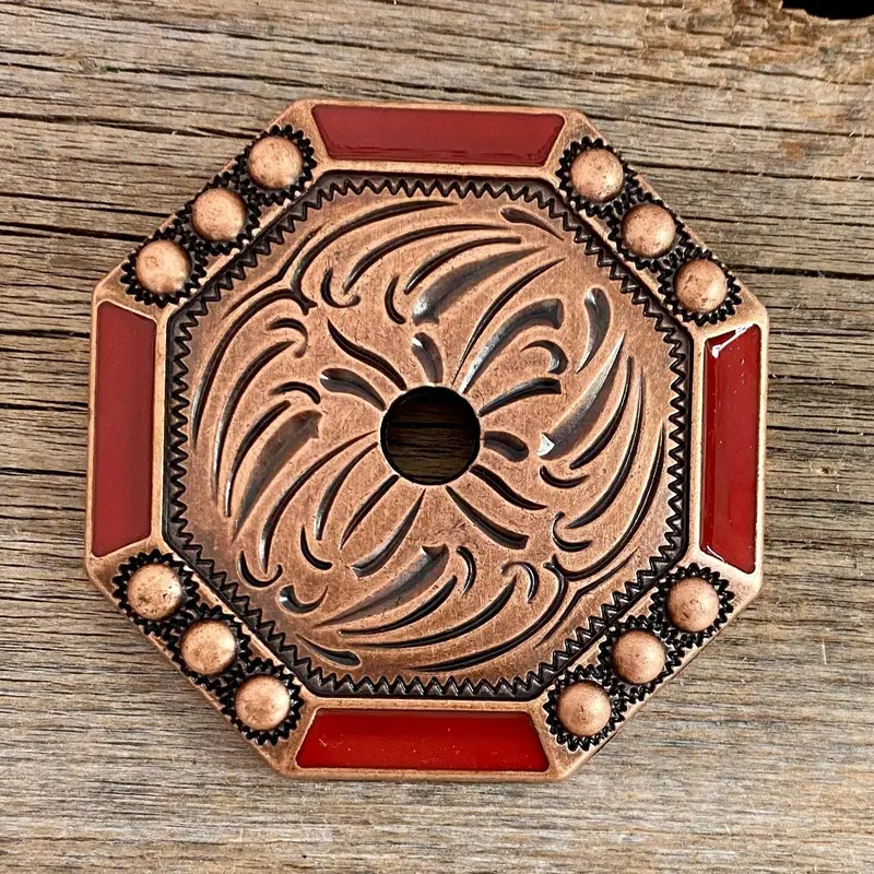 Copper Dot And Coral Enamel Western Concho Jacket 2.5" W223jk 1