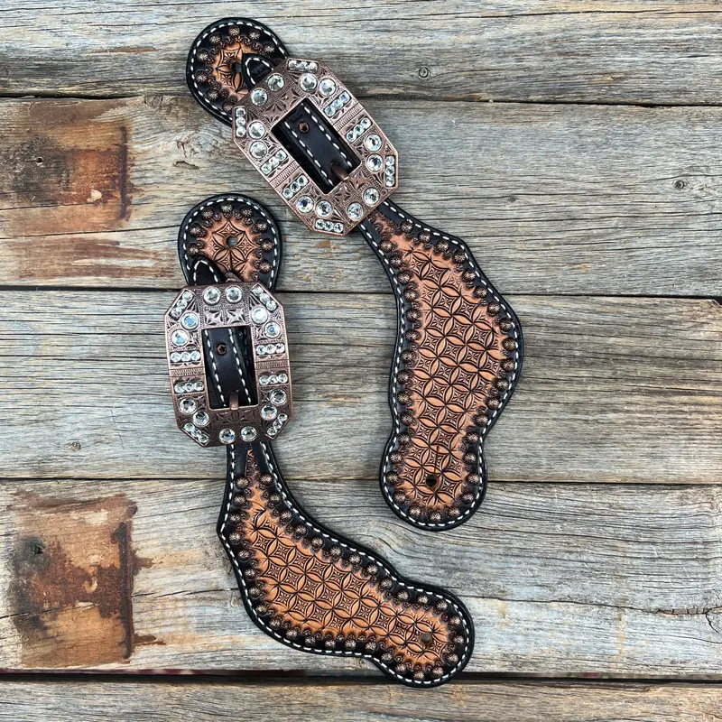 Copper Dot Honeycomb Clear Spur Straps  #Ss127 1