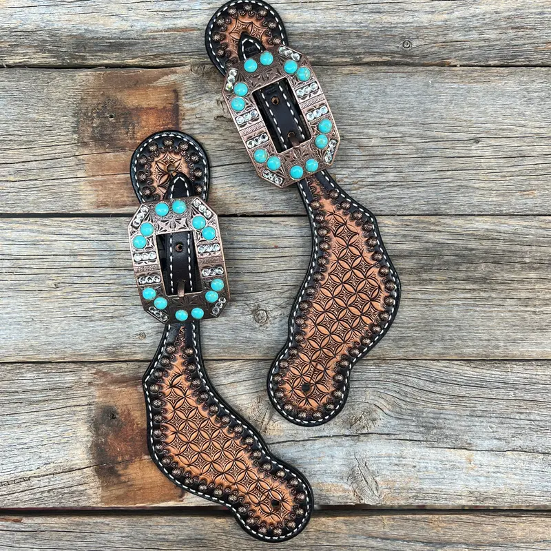 Copper Dot Honeycomb Turquoise, Clear Spur Straps #Ss131 1