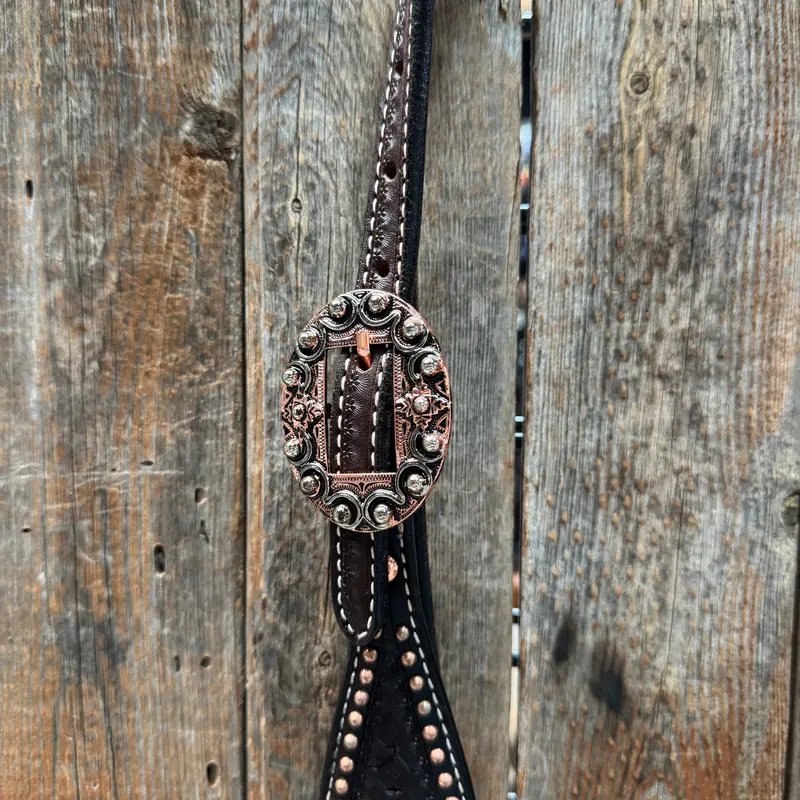 Copper Dot Honeycomb Western Browband / One Ear Tack Set #Bbbc418 4
