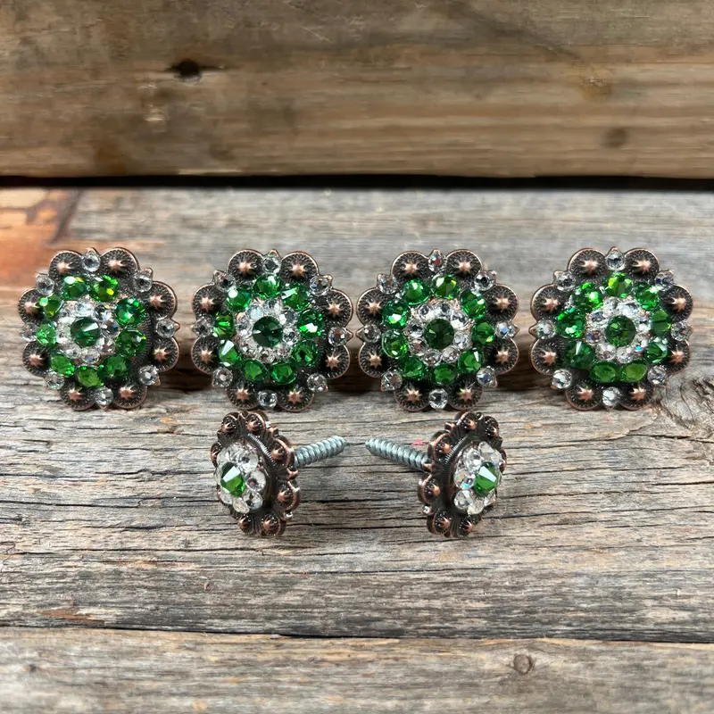 Copper Fern And Clear Saddle Conchos 1