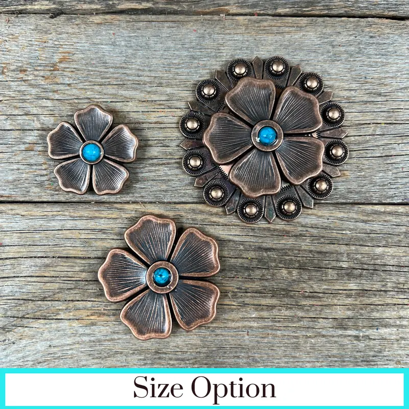 Copper Flower Turquoise Western Concho W111 1