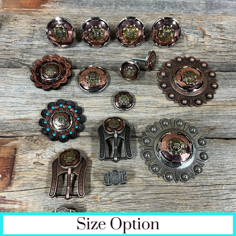 Copper & Gold Flower Western Concho W192 1