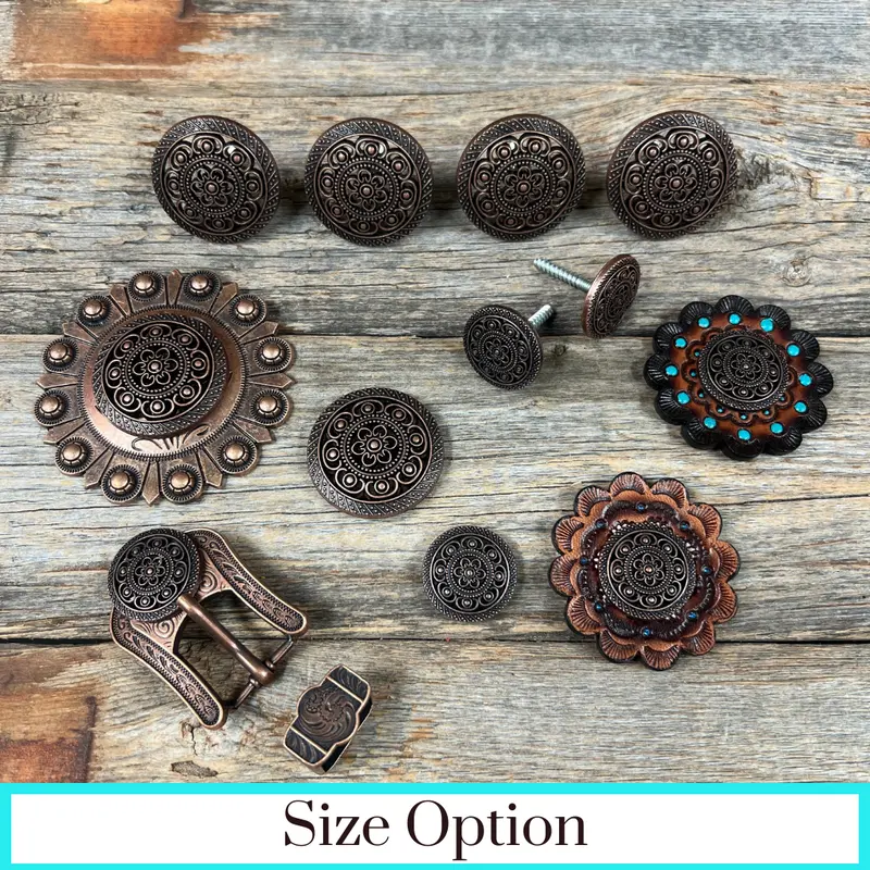 Copper Intricate Engraved Western Concho W224 1