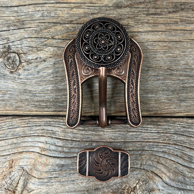 Copper Intricate Engraved Western Concho W224 7