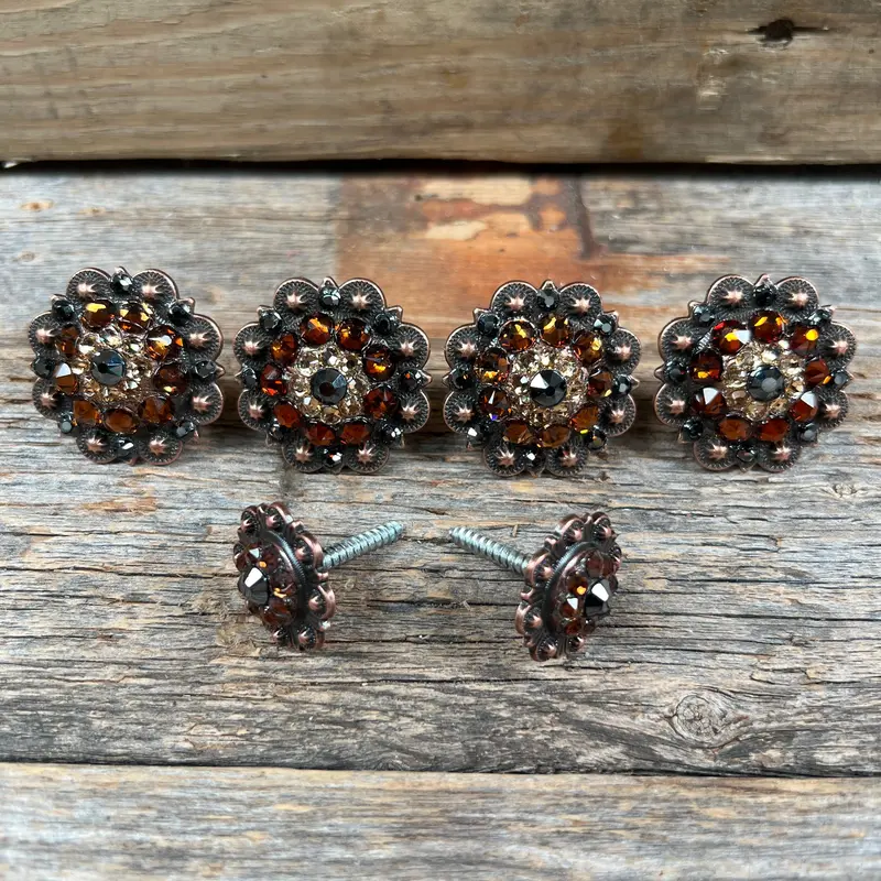 Copper Jet Champagne & Topaz Saddle Conchos 1