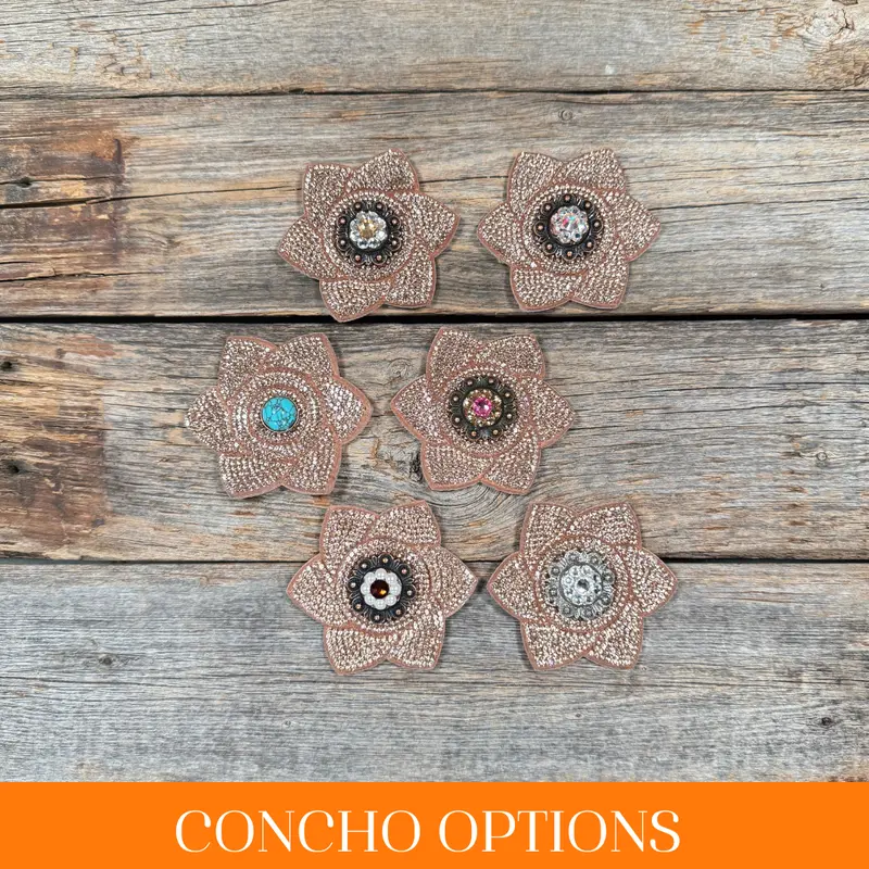 Copper Pointed Flower Rhinestone Rosette - Assorted Conchos 1