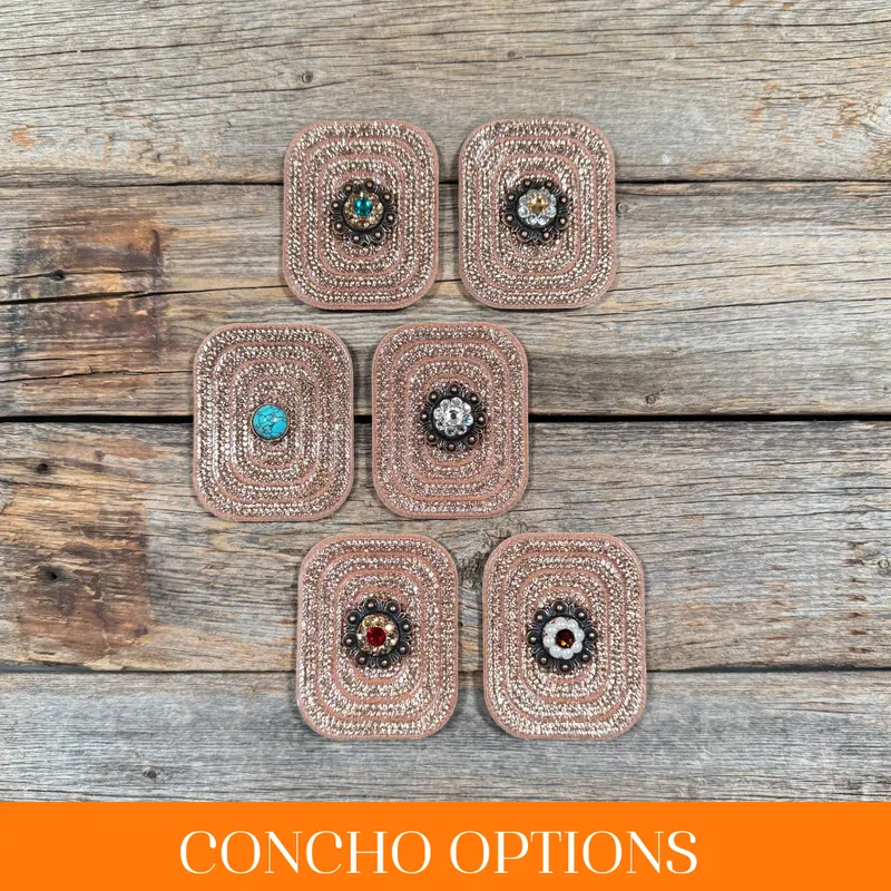 Copper Rectangle Rhinestone Rosette - Assorted Conchos 1