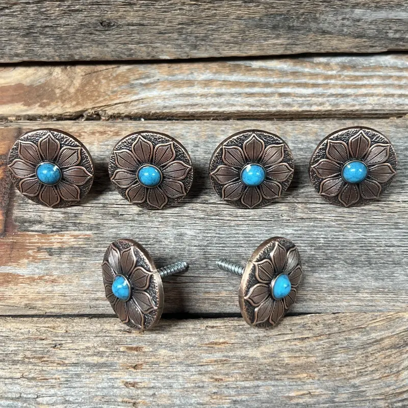 Copper Sunflower Concho Saddle Set Ssw205 1