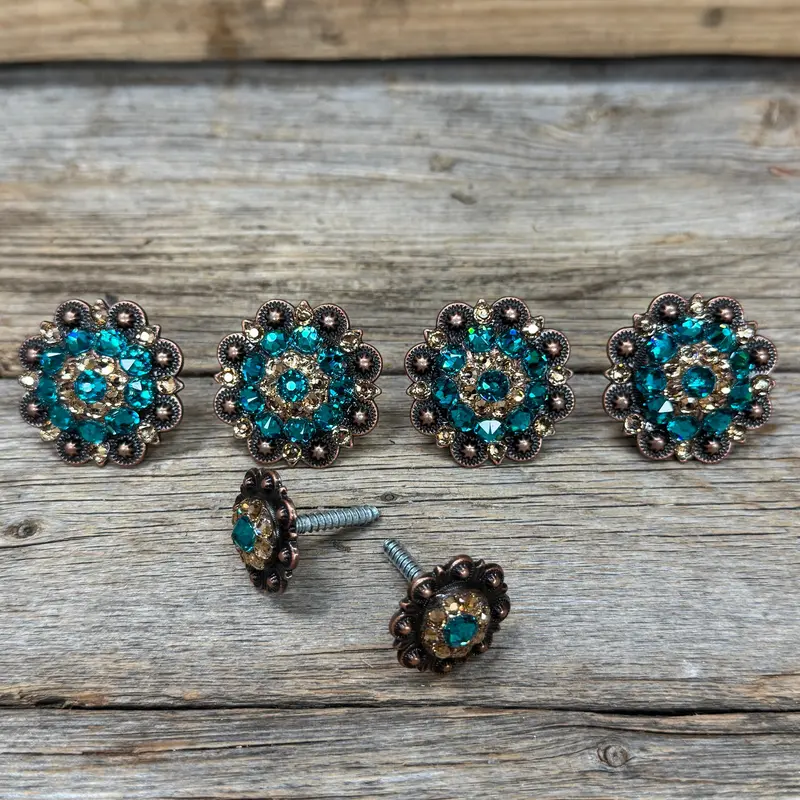 Copper Teal And Champagne Saddle Conchos 1