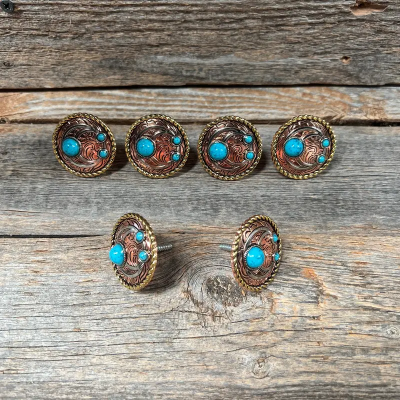 Copper Turquoise Blossom Saddle Set Ssw206 1