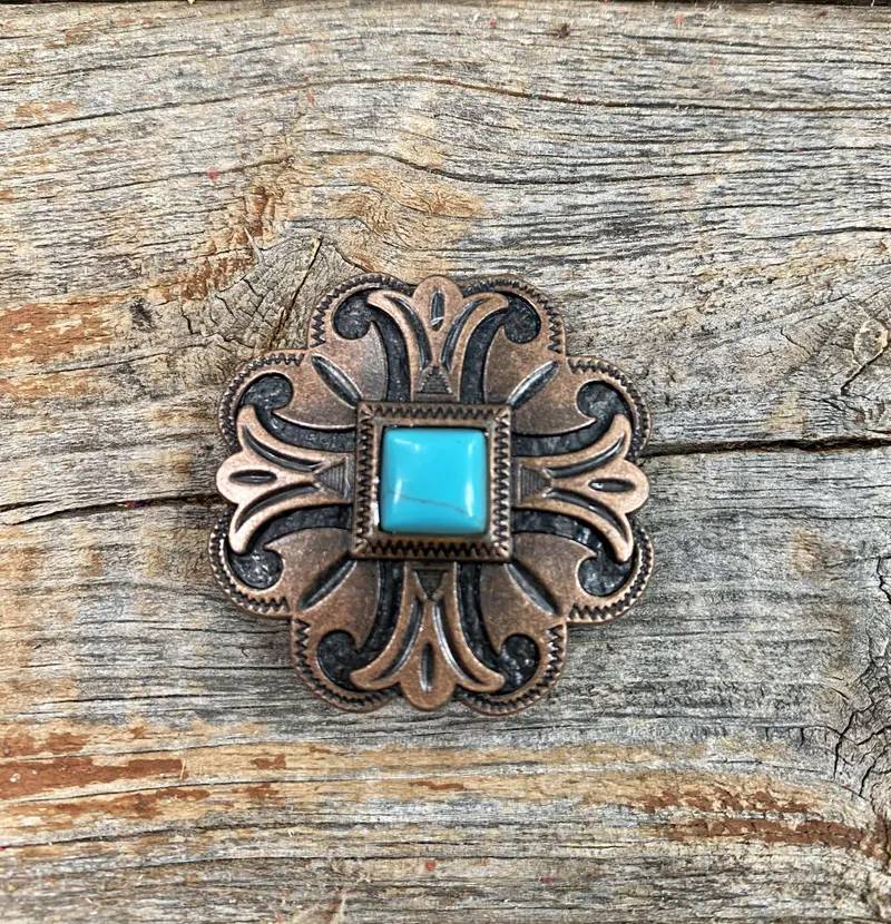 Copper Turquoise Concho 1" W141s 1