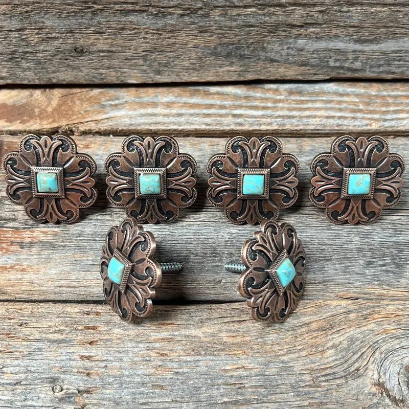 Copper Turquoise Concho Saddle Set Ssw141 1