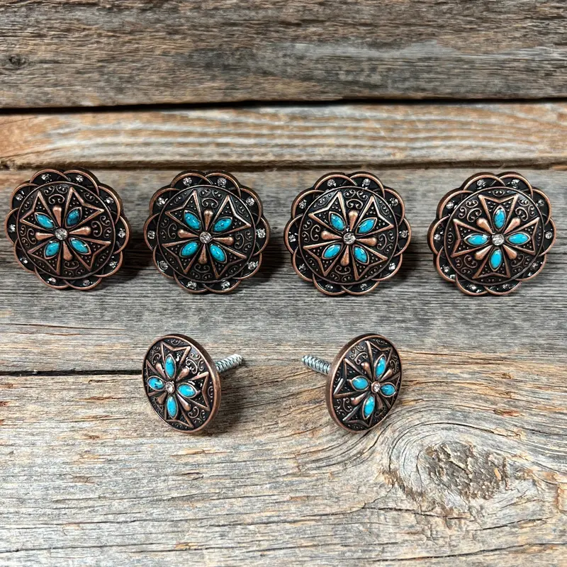 Copper Turquoise & Crystal Saddle Set Ssw138 1