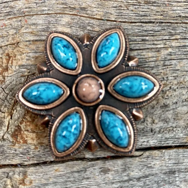 Copper Turquoise Flower 1.5"  W207l 1
