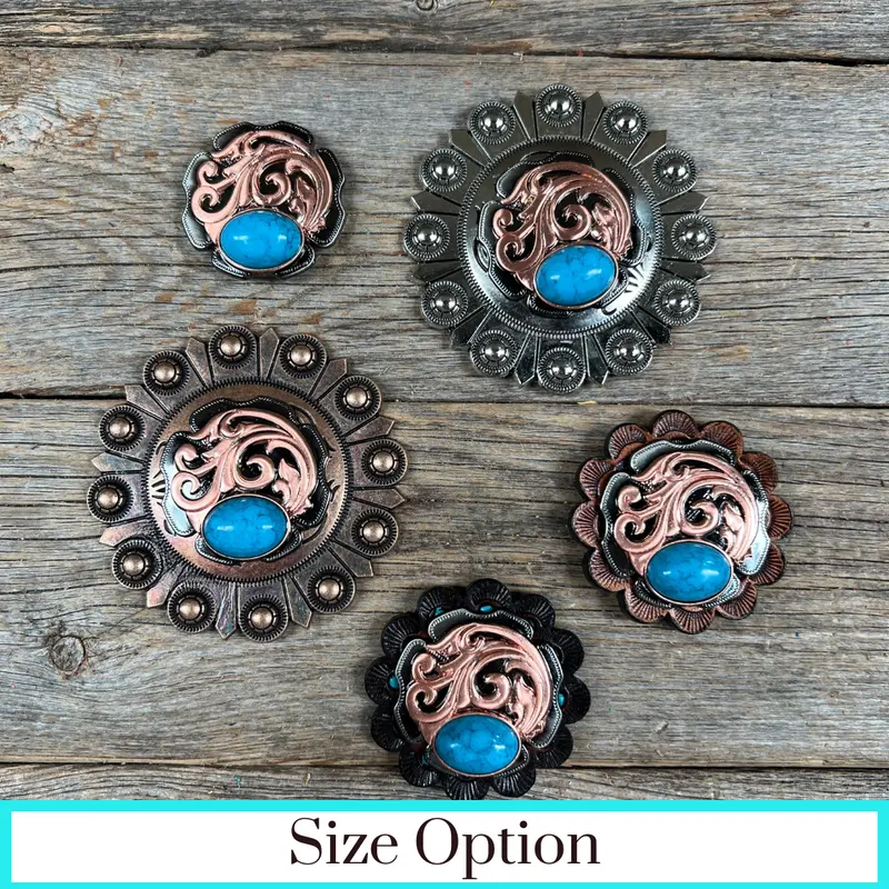 Copper Turquoise Howlite Western Concho W121 1