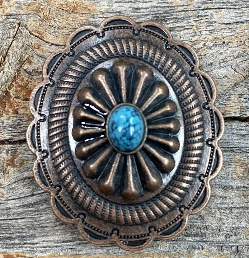 Copper Turquoise Oval Concho 1.75" W179l 1