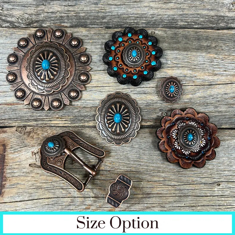 Copper Turquoise Oval Western Concho W179 1