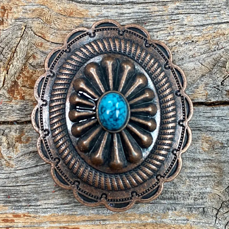 Copper Turquoise Oval Western Concho W179 2