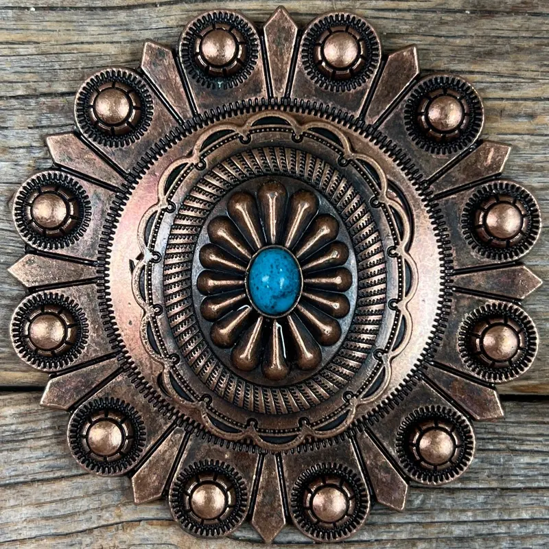 Copper Turquoise Oval Western Concho W179 4