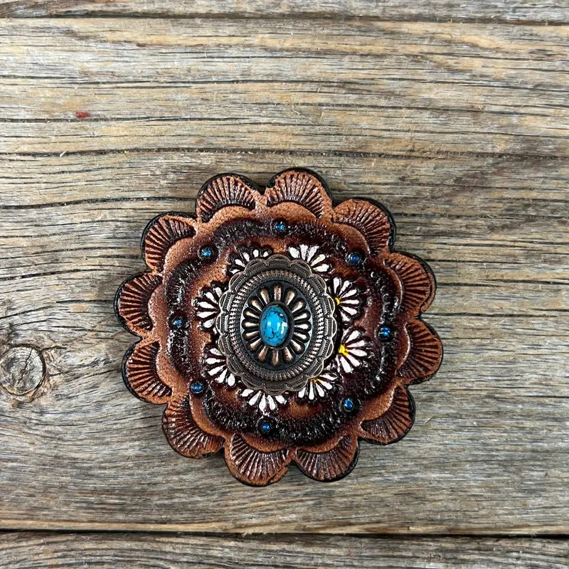 Copper Turquoise Oval Western Concho W179 5