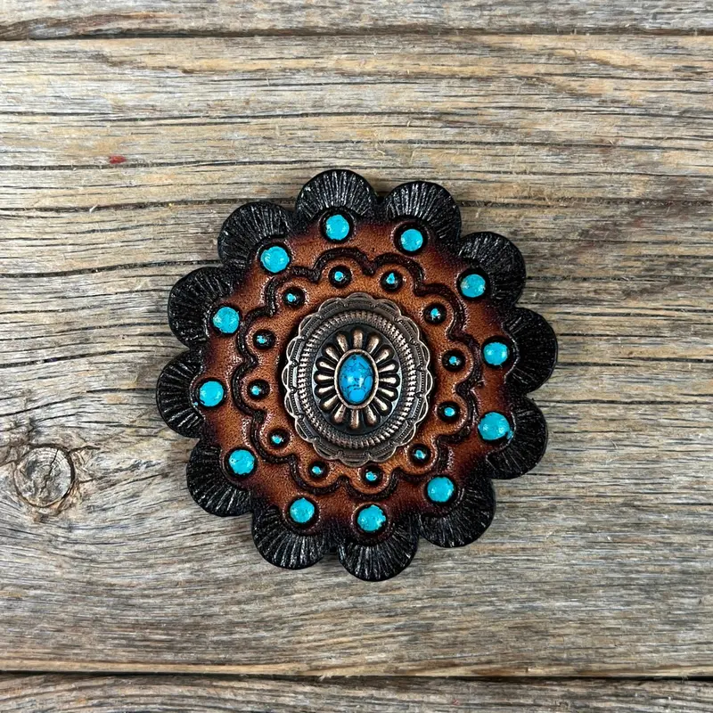 Copper Turquoise Oval Western Concho W179 6