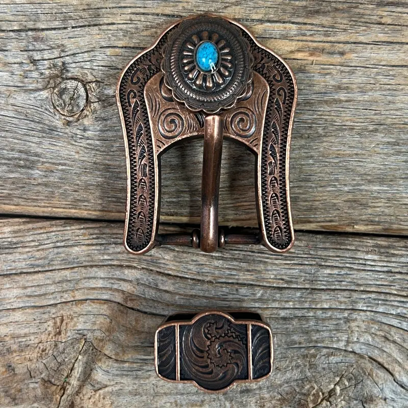 Copper Turquoise Oval Western Concho W179 6