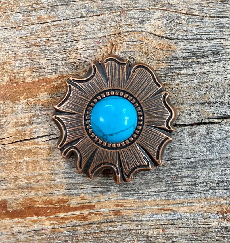 Copper Turquoise Round Concho 1.5"  W128l 1