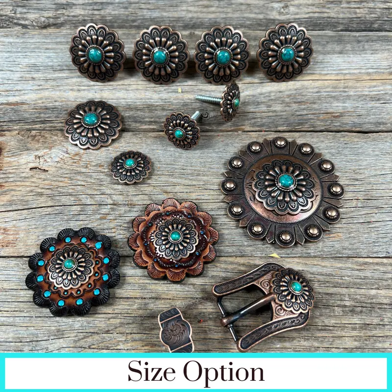 Copper Turquoise Western Concho W103 1