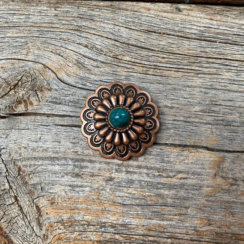 Copper Turquoise Western Concho W103 3