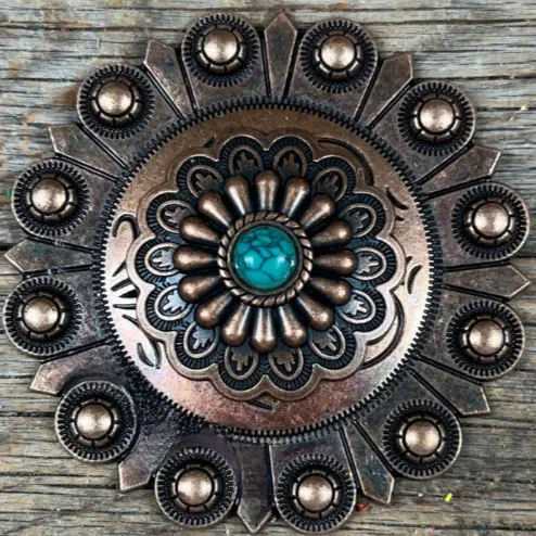 Copper Turquoise Western Concho W103 4