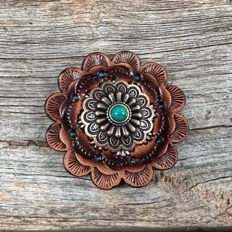 Copper Turquoise Western Concho W103 5