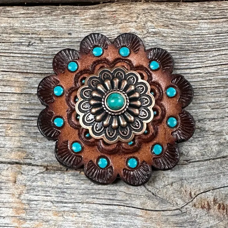 Copper Turquoise Western Concho W103 6