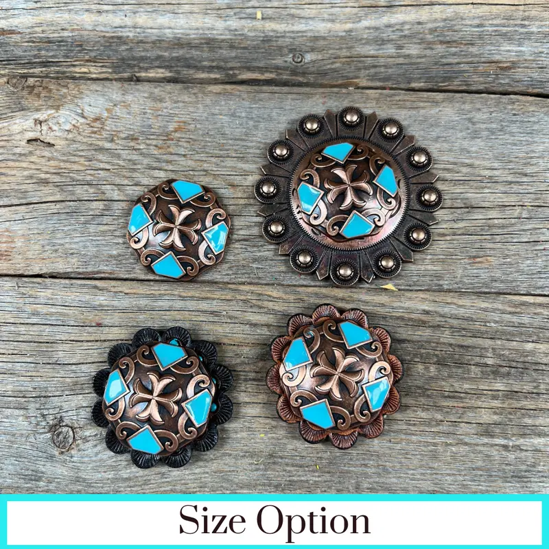 Copper Turquoise Western Concho W104 1