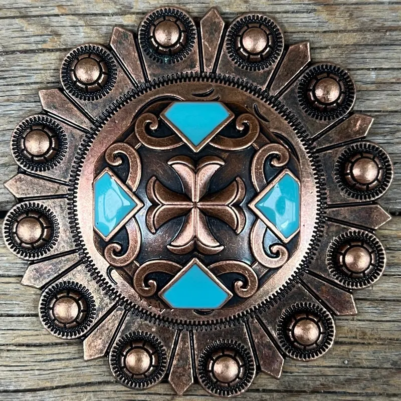 Copper Turquoise Western Concho W104 2