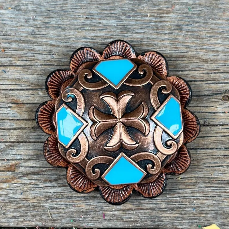 Copper Turquoise Western Concho W104 3