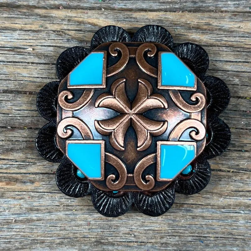 Copper Turquoise Western Concho W104 4