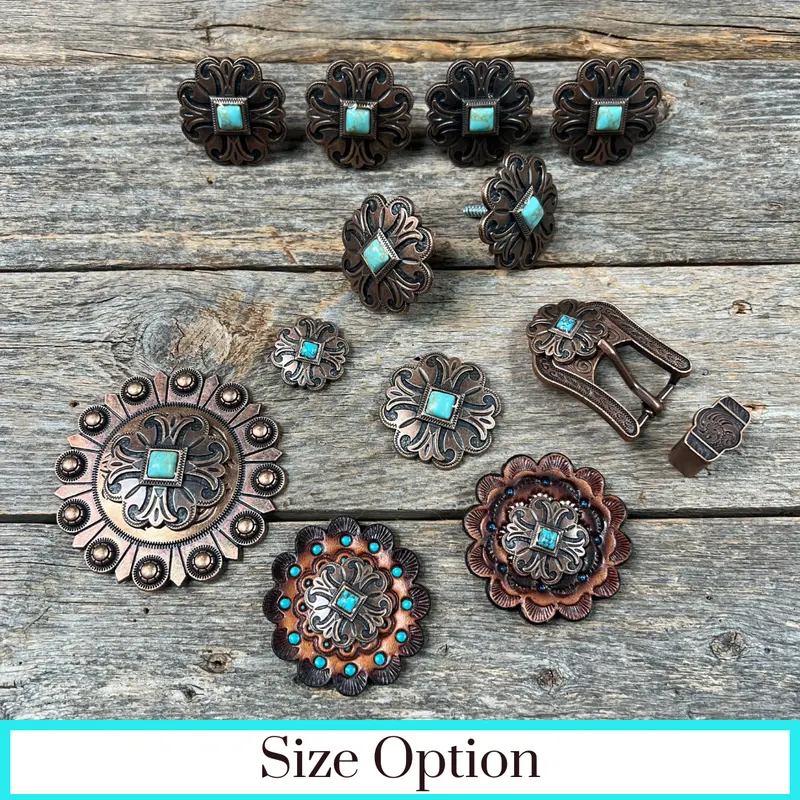 Copper Turquoise Western Concho W141 1