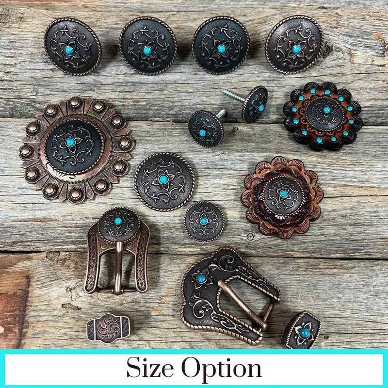 Copper Turquoise Western Concho W180 1