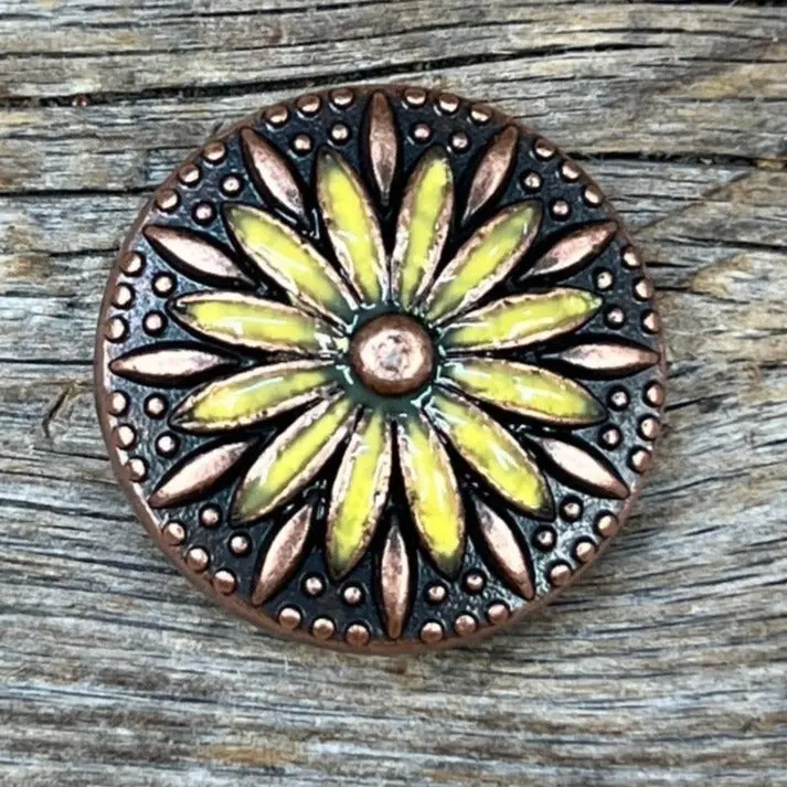Copper Yellow Daisy Concho 1.5" W229l 1