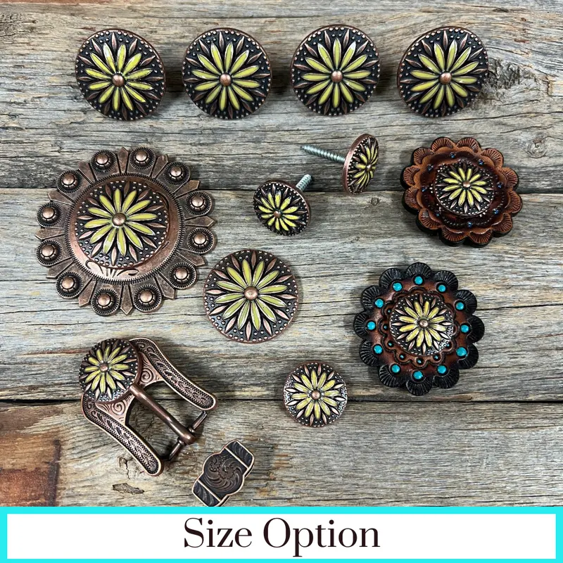 Copper Yellow Daisy Western Concho W229 1