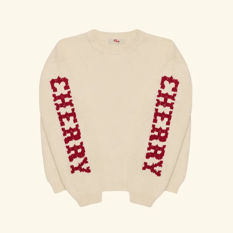 Cotton Knit Crewneck (Cream/Red) 1