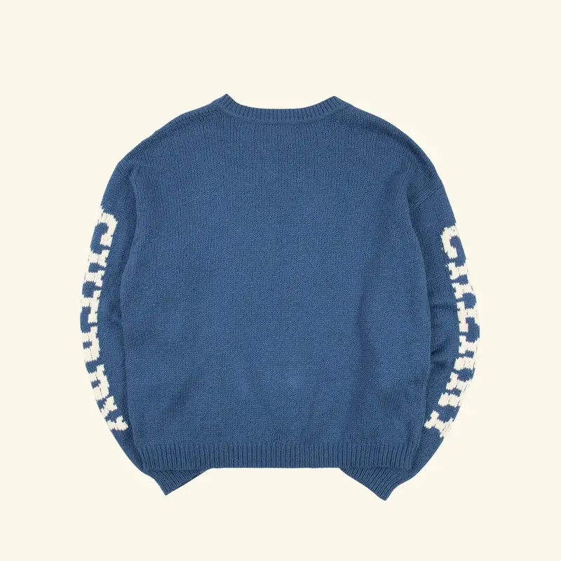 Cotton Knit Crewneck Sweater (Steel Blue) 2