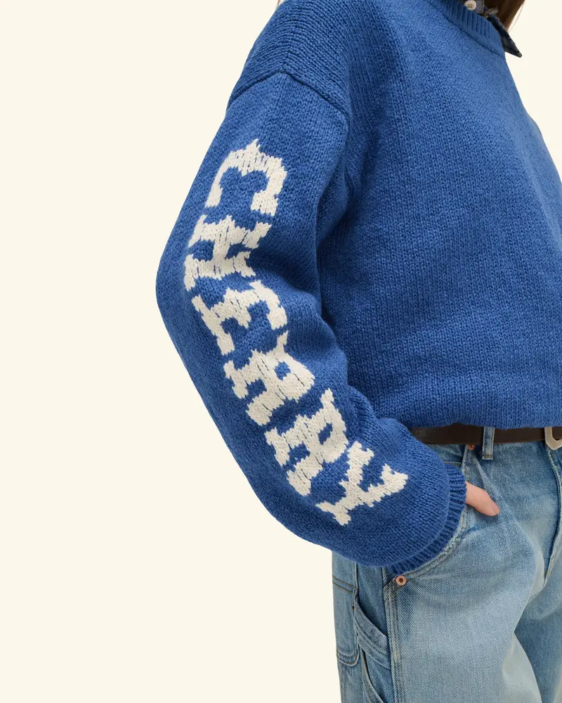 Cotton Knit Crewneck Sweater (Steel Blue) 4