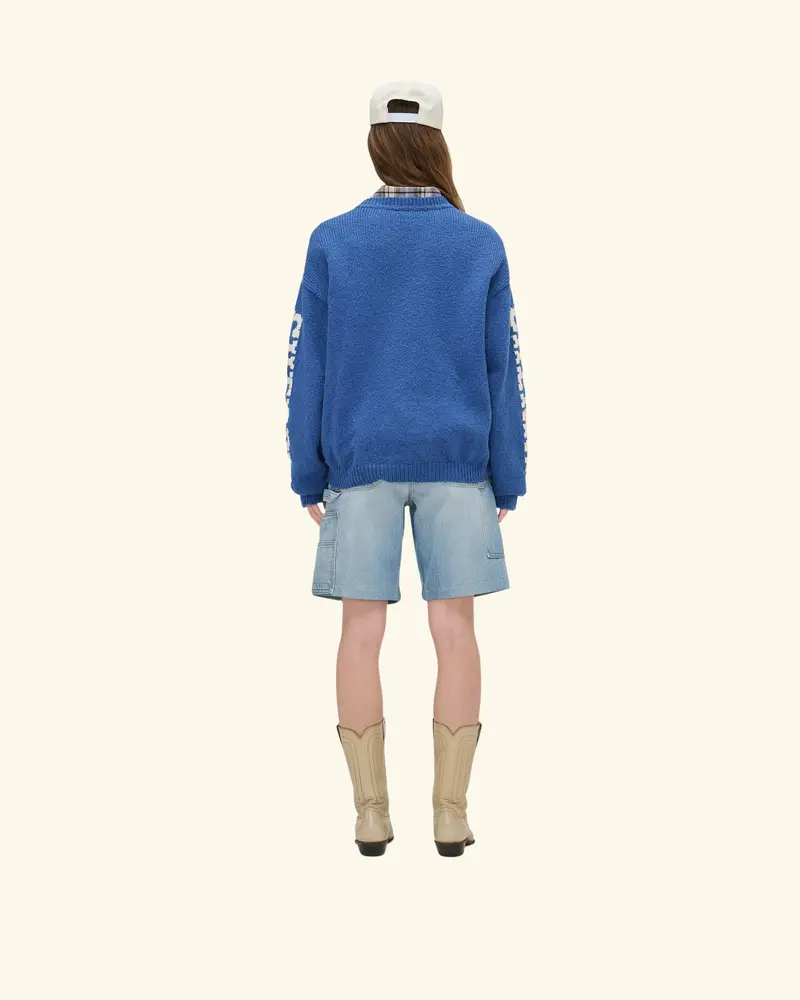 Cotton Knit Crewneck Sweater (Steel Blue) 5