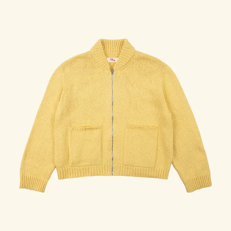 Cotton Knit Zip Jacket (Butter) 1