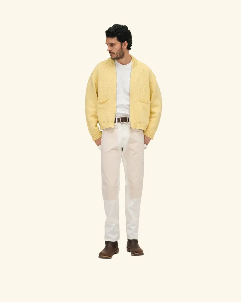 Cotton Knit Zip Jacket (Butter) 3