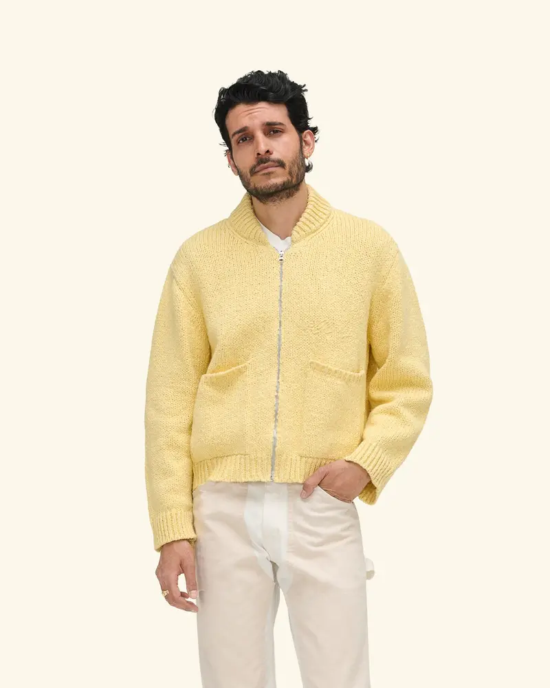 Cotton Knit Zip Jacket (Butter) 4