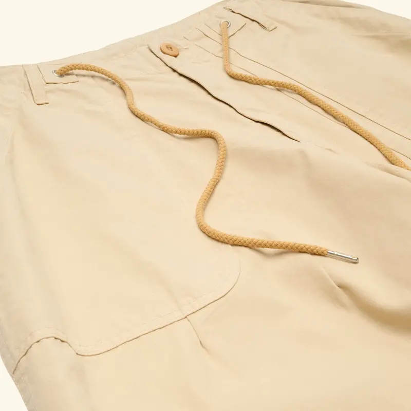 Cotton Twill Parachute Pant (Beige) 2