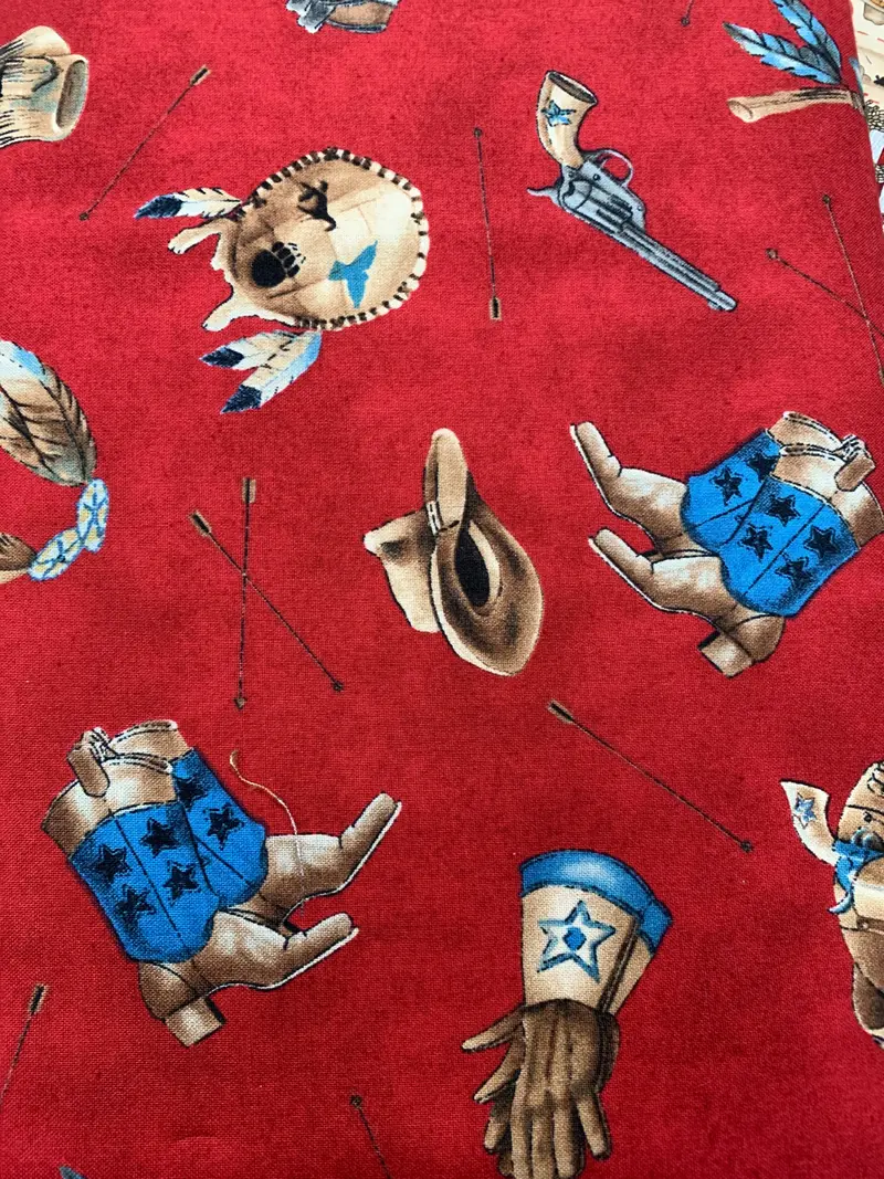 Cowboys & Indians 1792-R (Red) By Maywood Studio   100% Cotton 1